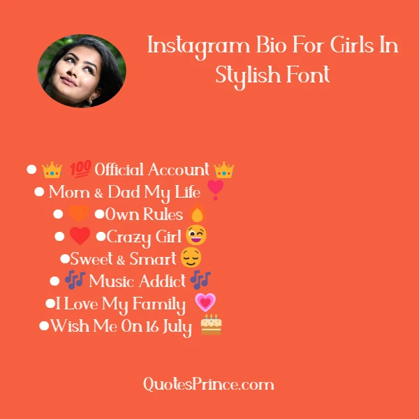 Instagram Bio For Girls In Stylish Font